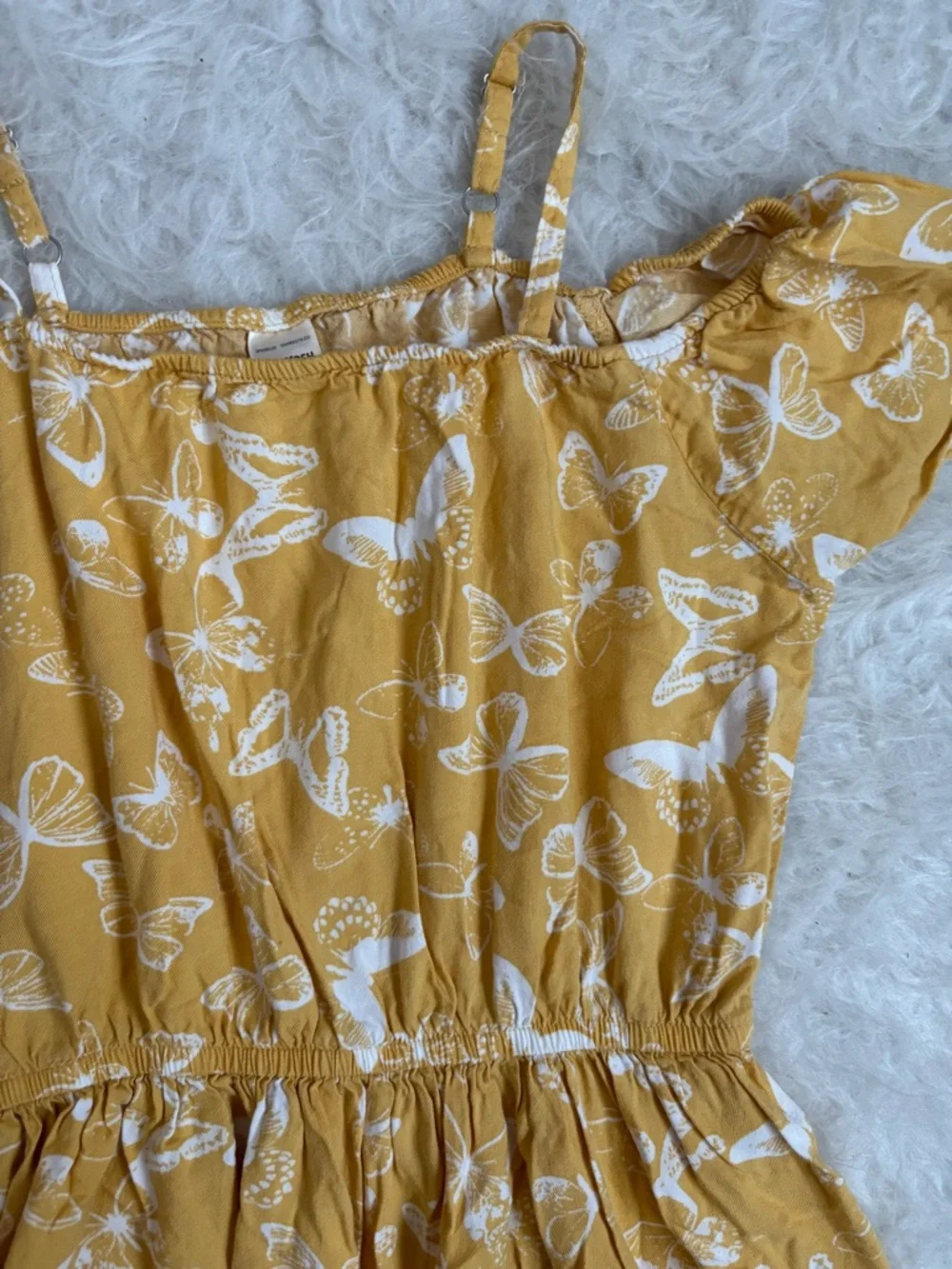 OshKosh B'gosh Girls Mustard Yellow Cottagecore Butterfly Print Sundress